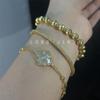 Laser Fritillary Full Diamond Four-Leaf Clover Brushed Bracelet Four-Piece Stacking Wear Explosive Light Luxury Premium Sense Pull-Up Jewelry