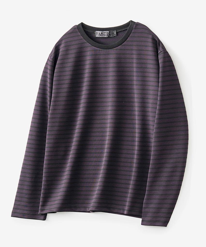 Bastic Texture Stripe Long Sleeve_Black / Purple