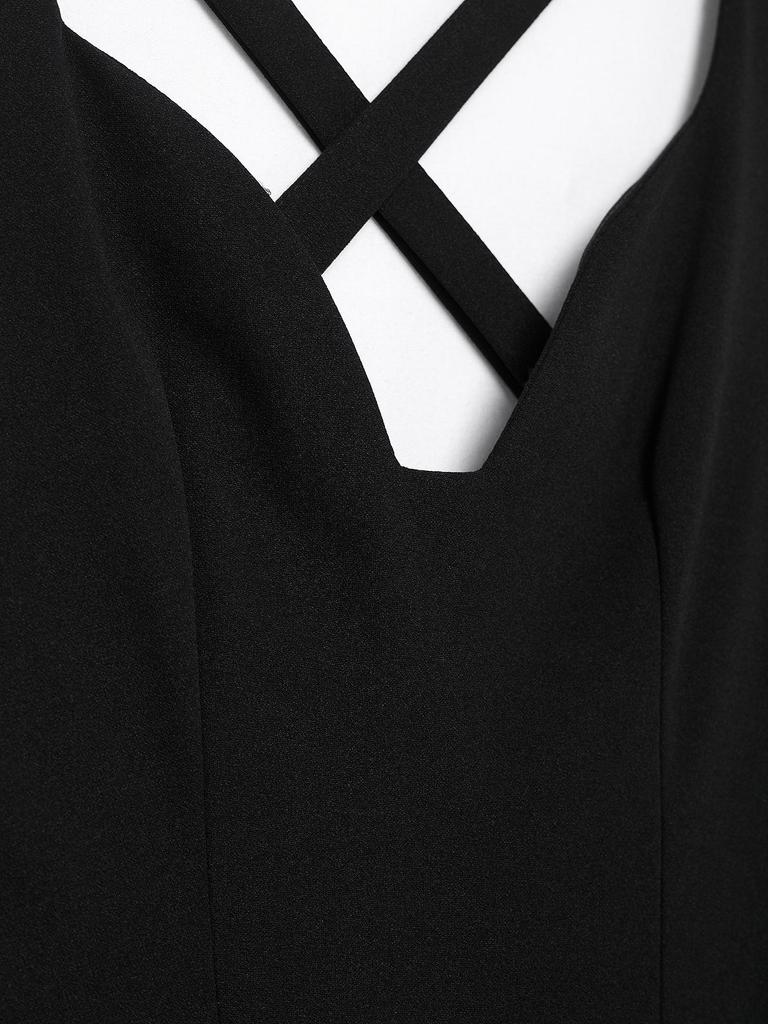 2025 Spring Women's European & American Style Slimming Sleeveless Solid Color Crossover Vest Dress