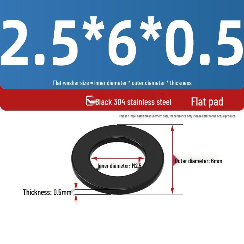 Ultra-Thin Black Zinc-Plated Stainless Steel Flat Washer (M2-M20)