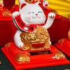 Cat Decoration Solar Power Arm Waving Fortune Cat Decorative Wealth Welcoming Cat Ornament for Car