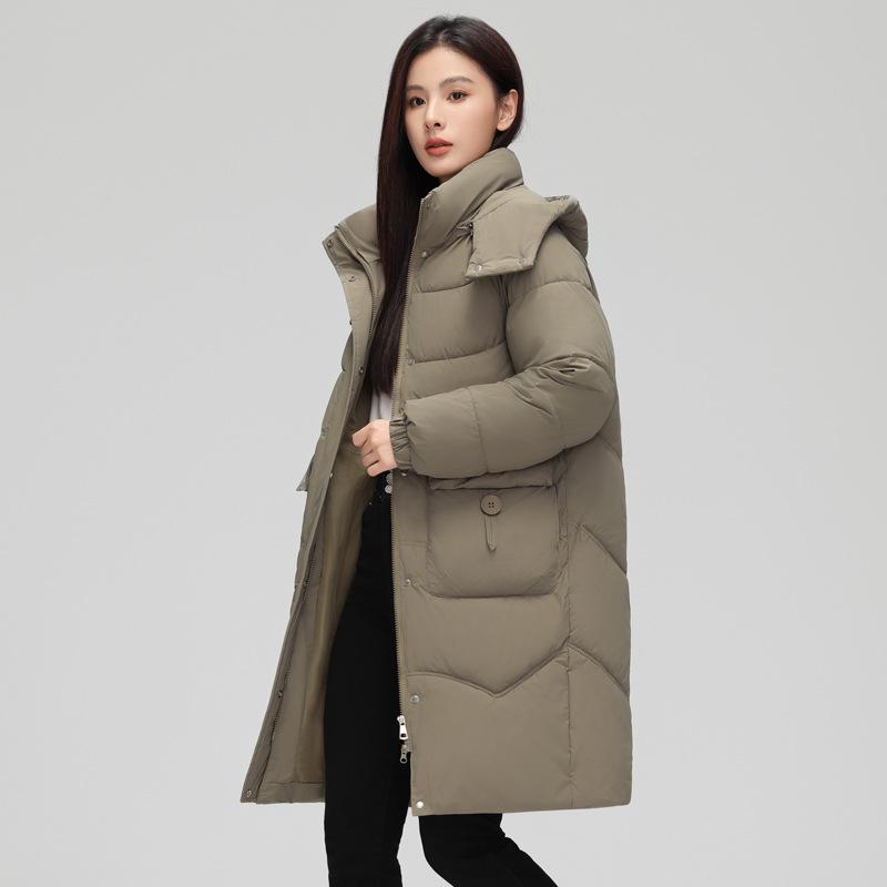 

Зимняя хлопковая одежда с подкладкой женская средней длины с капюшоном хлопковая одежда универсальный темперамент утолщенное свободное и удобное зимнее пальто 3XL-160-87.5 kg зелёный