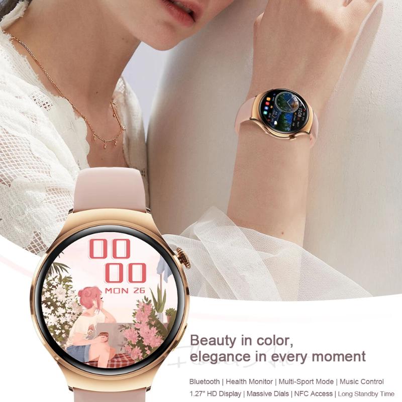 2025 Ny Dame Mote Smartklokke Kvinner AMOLED HD-skjerm GPS Puls Bluetooth-anrop Vanntett Utendørs Smartklokke for Xiaomi