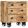 Day and Night - Day and Night Sideboard with Wheels Made of Solid Mango Wood 70x40x75 Cm