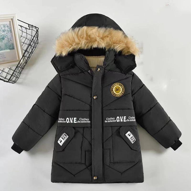 

Зимняя детская куртка для мальчиков подростковая с меховым капюшоном длинное пальто парка из плотного хлопка -30 Россия пальто одежда для детей 140cm