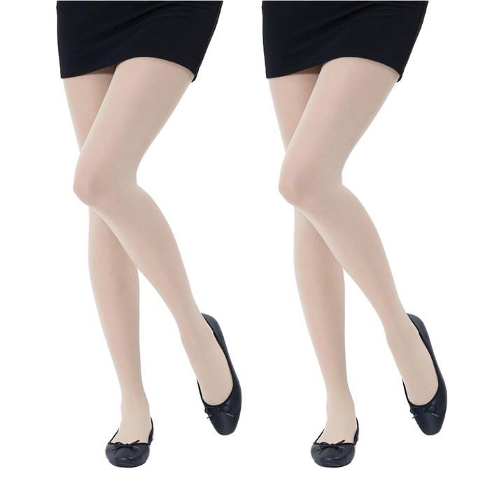 Fukuske Tights 80 Denier 2-Pair Set with Compression (9hPa Ankle) and CICA Processing, Lily Beige