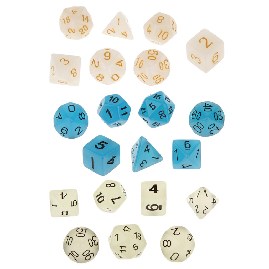 6 Colors Lot Of 7pcs Acrylic Dices Card Board Game Props Multi Sided Set