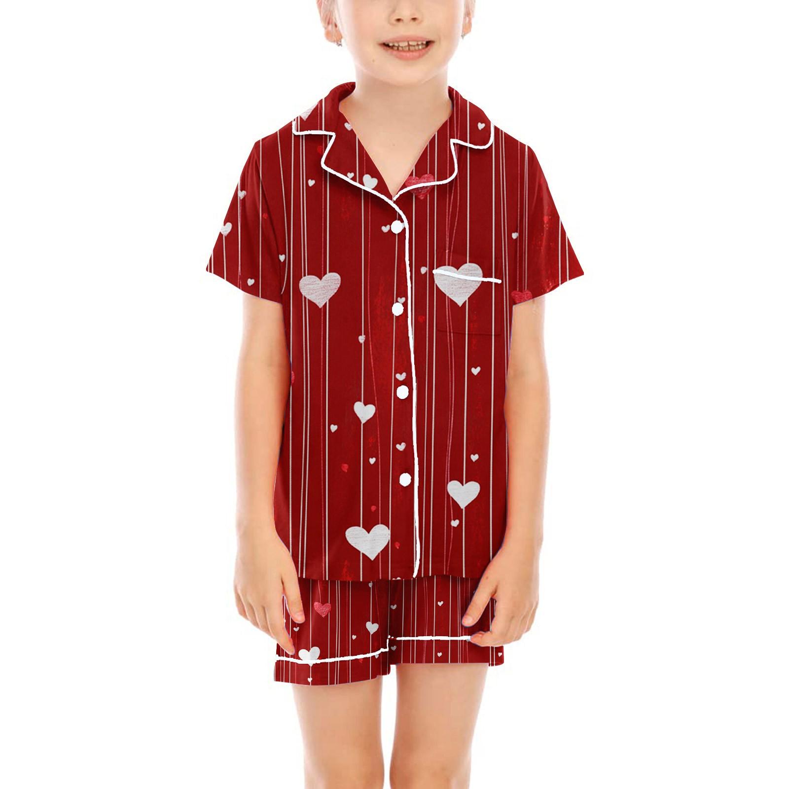 

Детские пижамы, модная рубашка из двух предметов, комплект с шортами, мягкий праздничный комплект повседневной одежды 130 красный