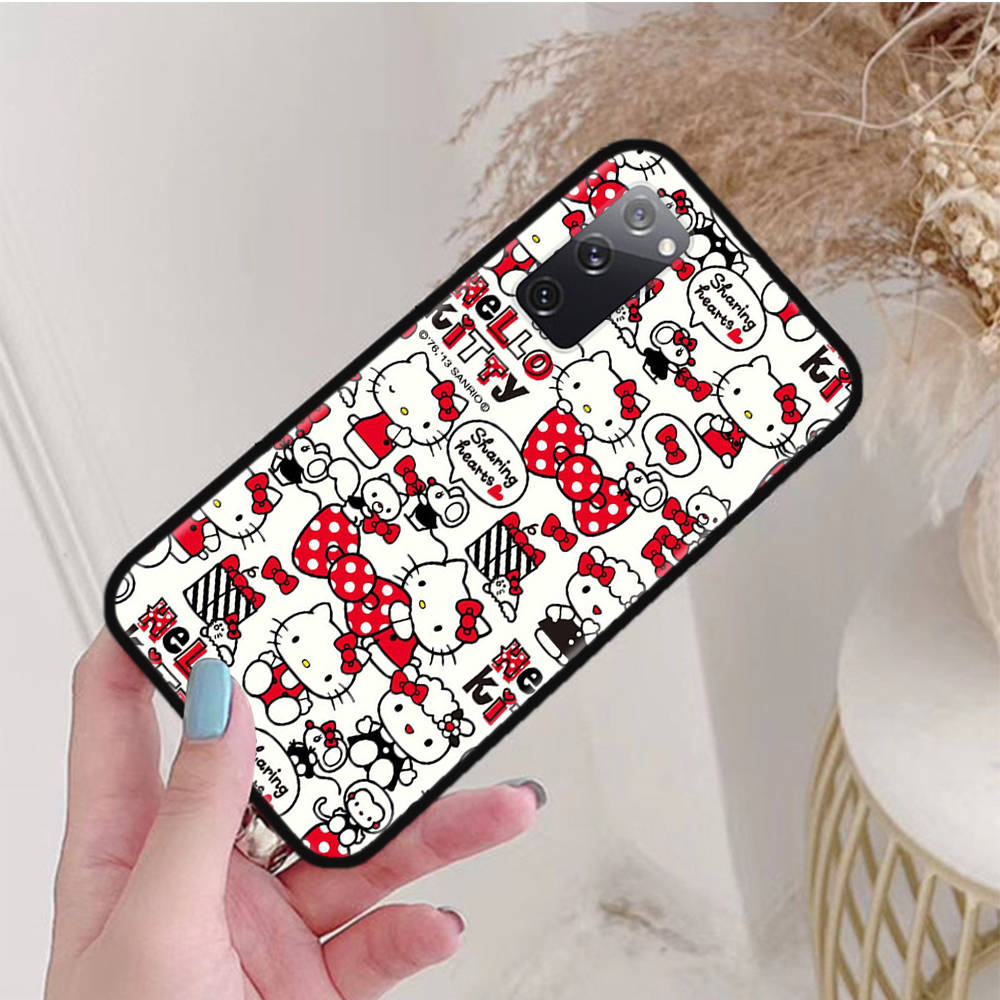 Black Case for Samsung Note 20 Lite S24 Ultra S23 A03 A05 A06 A11 A71 A15 A16 A13 A24 A25 A33 A52 A53 A50 M55 M35 Plus L-22 Hello Kitty