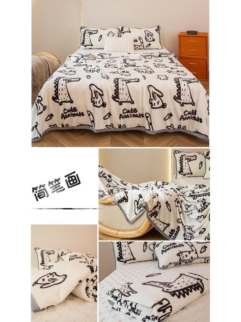 Milk Velvet Double-Sided Fleece Blanket: Office Nap, Sofa, Thick, Warm Style