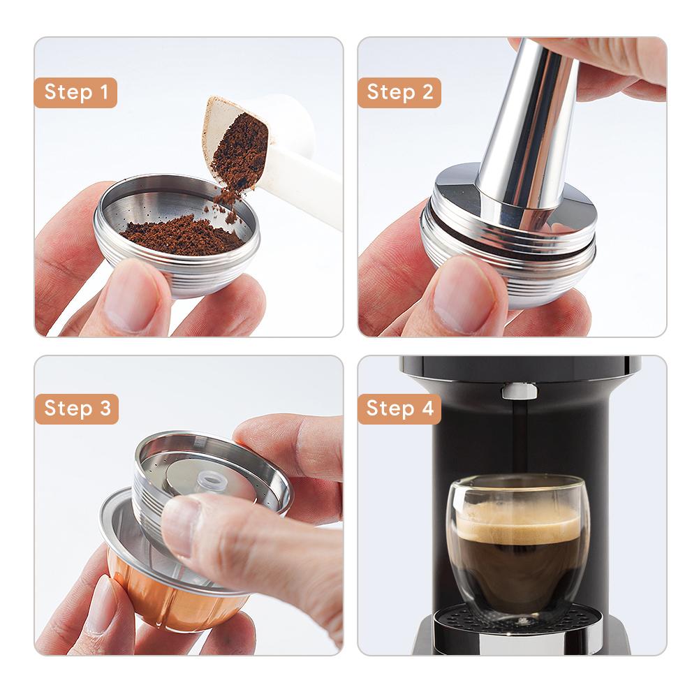 Nespresso Reusable Coffee Capsule Stainless Steel Refillable Filters Espresso Cup Fit for Home Kitchen Coffee Maker