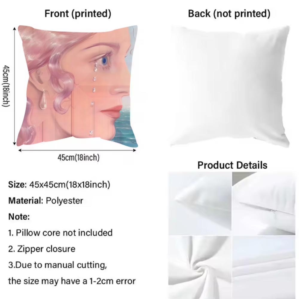 Works by Polish artist Monika Marchewka Cushion Cover Reversible Plush Pillow Cover – For car, sofa, bedroom, perfect as a gift.