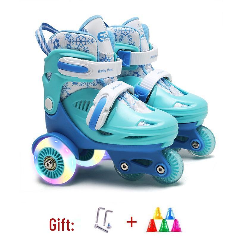 Custom Kids' Beginner Inline Roller Skates with Flashing Double Row Wheels