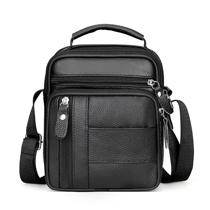 

Сумка большой вместимости Натуральная кожа верхнего слоя Мужская сумка через плечо Мужская сумка Нагрудная сумка Высококлассная стильная сумка чёрный