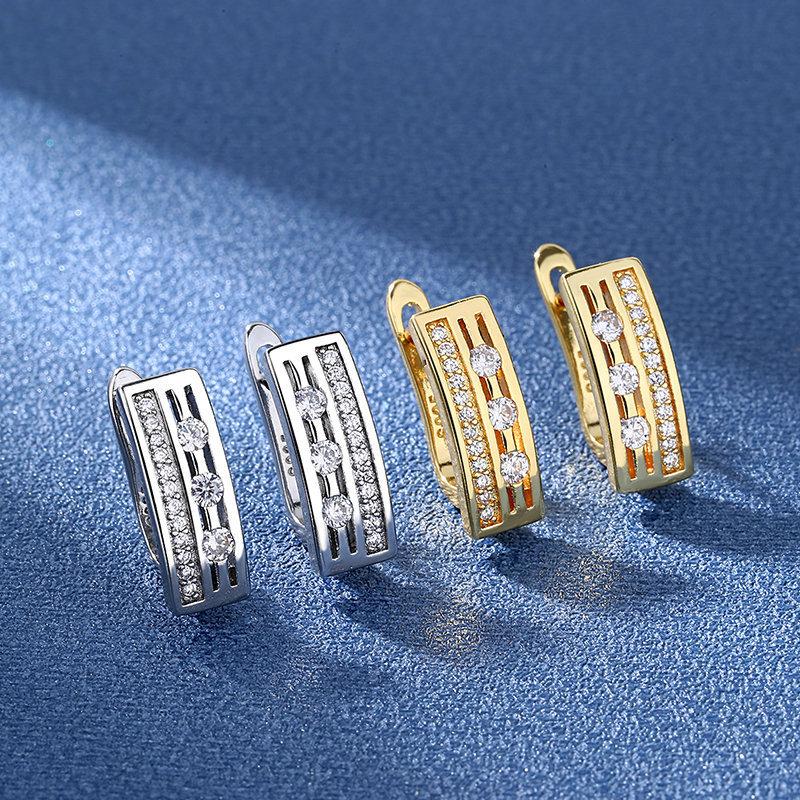925 Sterling Silver Earrings for Women Round Zircon Earrings Sparkling Party Wedding Jewelry Gift Accessories
