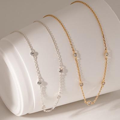 JEWNEL Silver925 Mini Cubic Point Chain Necklace (2 Colors)