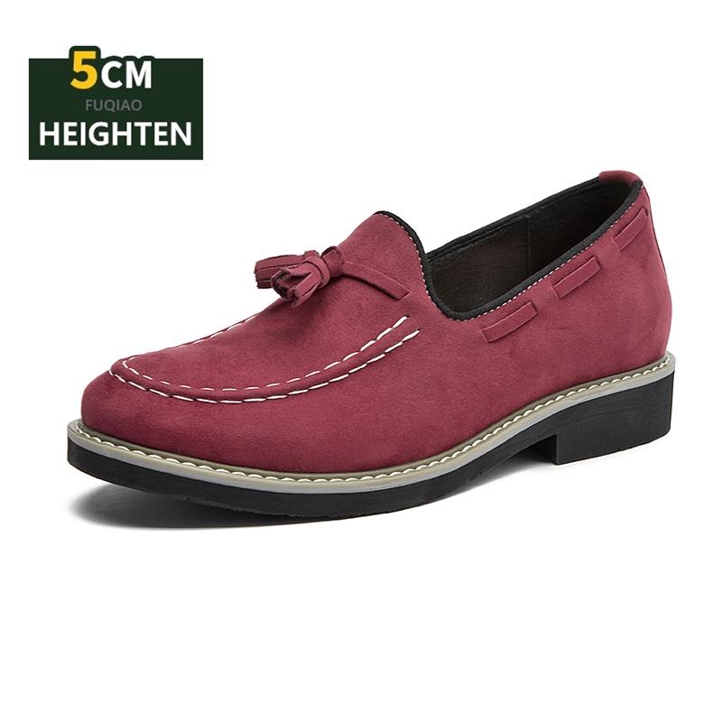 Fashion Genuine Leather Handmade Men Casual Elevator Loafers 5cm Hidden Inner Height Increase Slip-On Comfortable Driving Shoes Moccasin