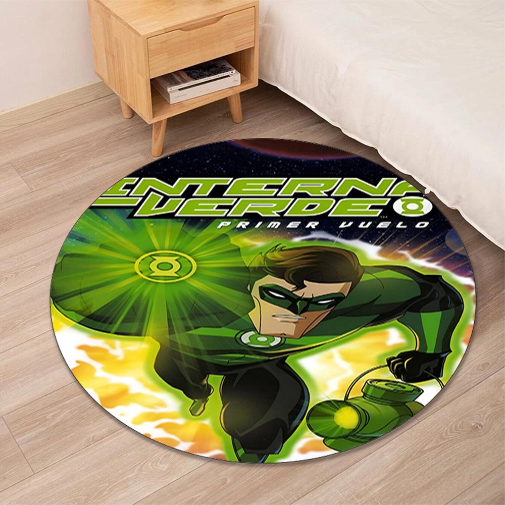 Green Lantern Printed Round Rug Carpet Chair Rug Area Rug Entryway Doormats,for Office Chair Living Room Bedroom Kitchen Room.