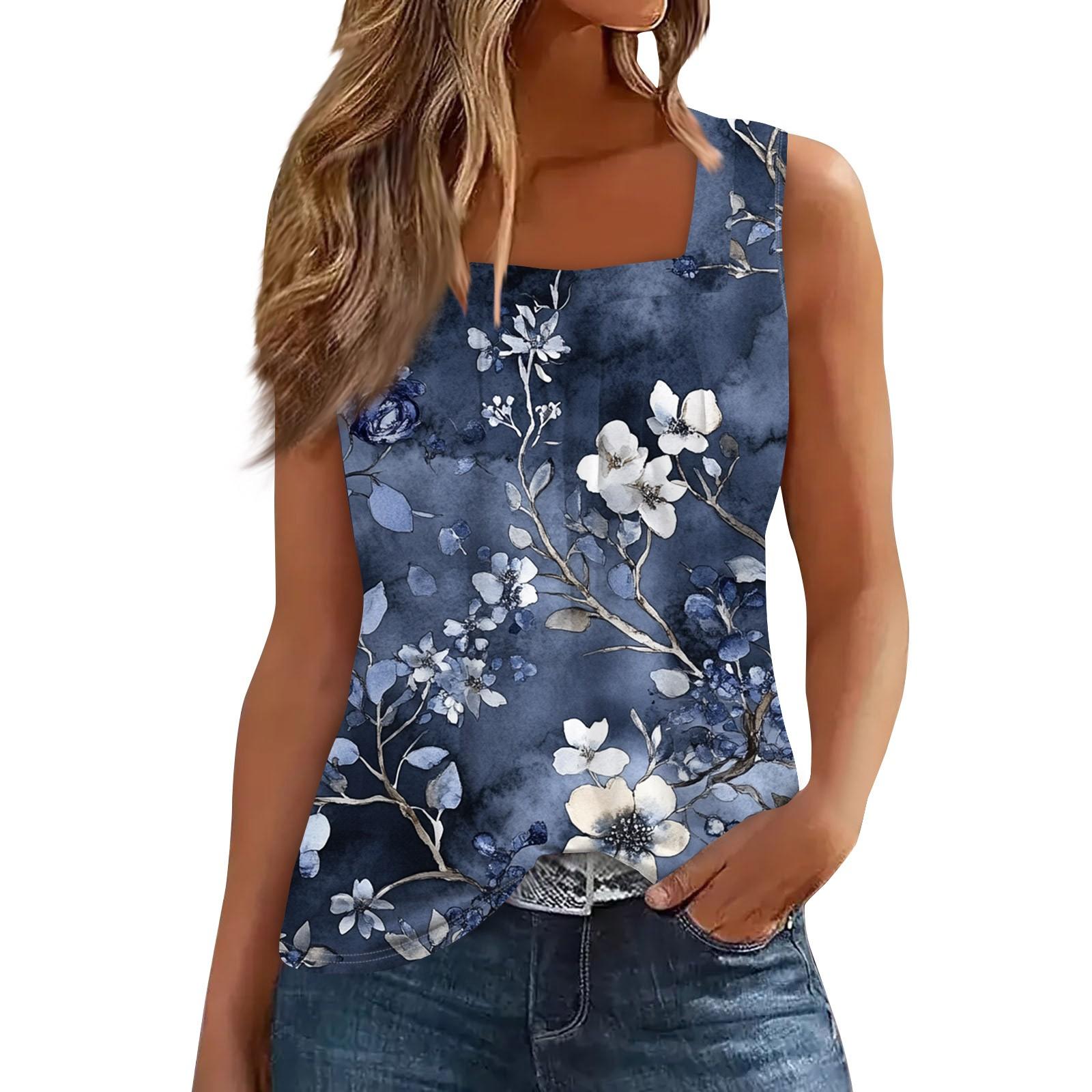 

Женская плиссированная футболка без рукавов с квадратным воротником и принтом XXXL розовый