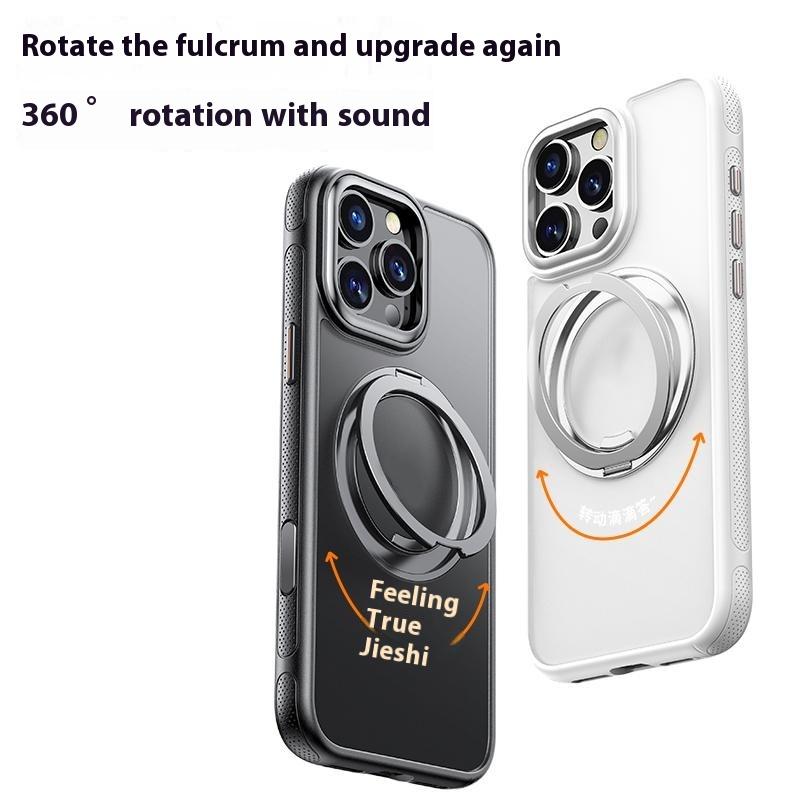 For iPhone 16 Pro Max Magnetic Case Rotating Gear Pivot Kickstand PC+TPU Phone Back Cover