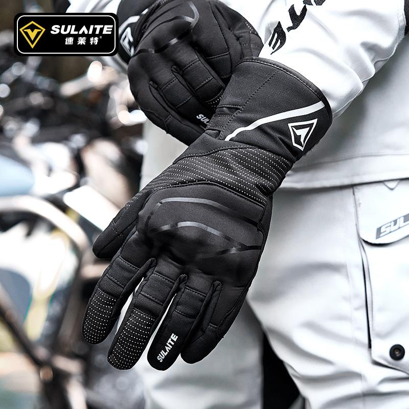SULAITE G9 Winter Motorcycle Gloves TPR Protection Waterproof Thermal Touchscreen Gloves with Reflective Strips