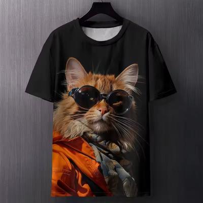 Lustige Katze Kreative T-Shirts Tier 3D-Druck Herren Damen O-Ausschnitt Kurzarm T-Shirt Übergroße T-Shirts Harajuku Oberteil Kleidung