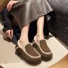 [Youshilai] Niche Design Flat-bottomed Velvet Loafers Women's 2025 Winter New Casual Versatile Doudou Shoes
