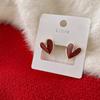 Silver needle retro red bow earrings long tassel trend stud earrings niche design Chinese New Year earrings women