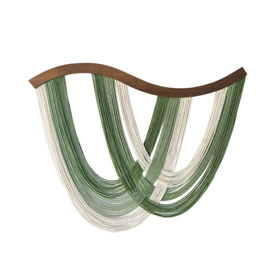 Handmade Bohemian Hanging Tapestry Gradient Green To White Cotton Woven Tassel Tapestry Living Room Bedroom Wall Art Decoration