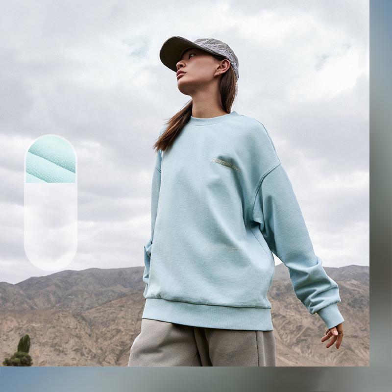 Li-Ning CF Adventure Series Bold Fun Wild Letter Print Sports Fleece Pullover Sweatshirt Unisex sweatshirt Stone-Grey AWDTB05-6