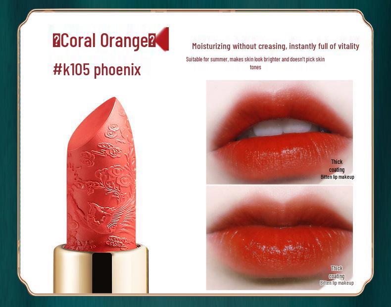 Velvet Koi Forbidden City Carved Lipstick – Chinese Style, Moisturizing, Influencer Favorite