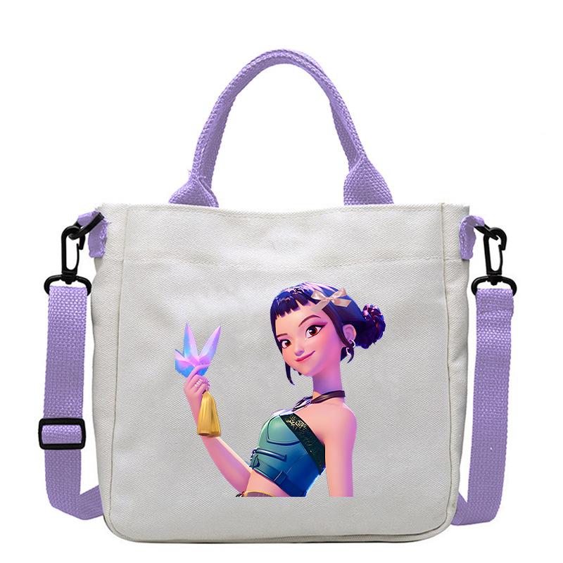 Move Demon Hunters Canvas Bag Fashion Printed Handbag Cute Cartoon Anime Commuting Portable Book Storage Bags Pocket Gifts KPOP Kid Friendly 2