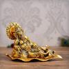 Golden Resting Ganesha with Mushak Metal Decorative Showpiece