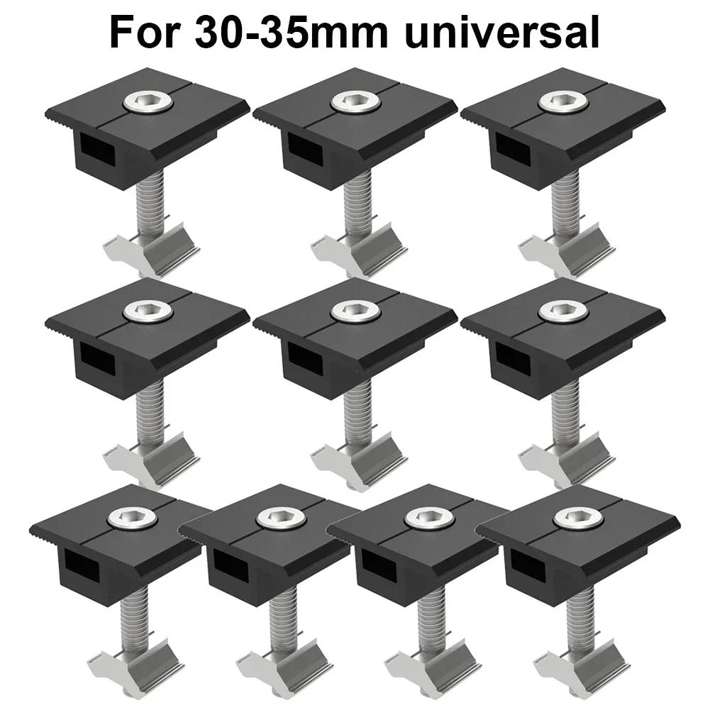Solpanelmodul Ändklämma Mellanklämmor 30-35MM Fotovoltaisk Solpanel Monteringsfästsats Aluminiumlegering Tryckblock