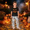 Family Matching Halloween Pajama Set Short Sleeve Top and Pants for Mom and Kids