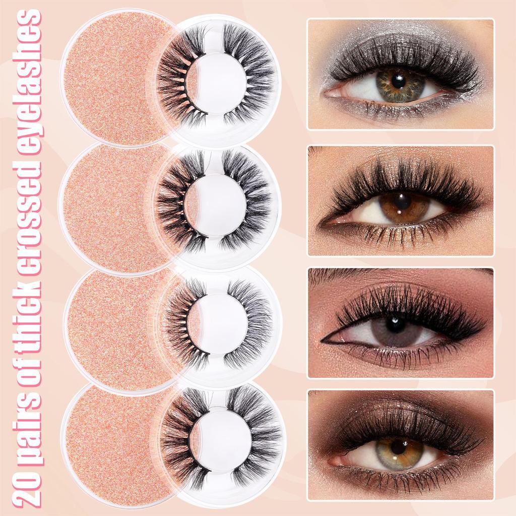 1 Pair Of Natural Thick False Eyelashes 20 Boxes Mixed Fried Hair Curled Eyelashes
