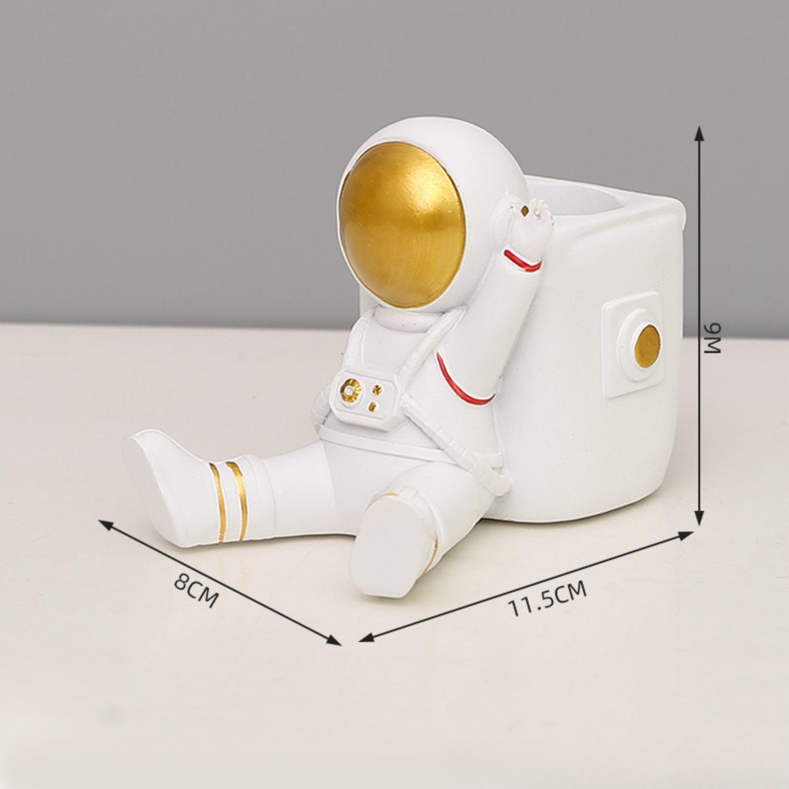 

Скульптура астронавта из смолы, держатель для ручек, органайзер для карандашей, держатель для косметических кисточек, декоративная коробка для ручек, горшок для кистей для макияжа Style 3 белый
