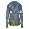 Damen Kapuzenjacke mit Reißverschluss, langen Ärmeln und Taschen, mit Blumenmuster, leichte SonnenSchutz-Außenjacke für Outdoor-Aktivitäten