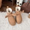Cute thick-soled snow boots for women 2025 new winter sheep puffs bow warm and velvet non-slip cotton shoes for women
