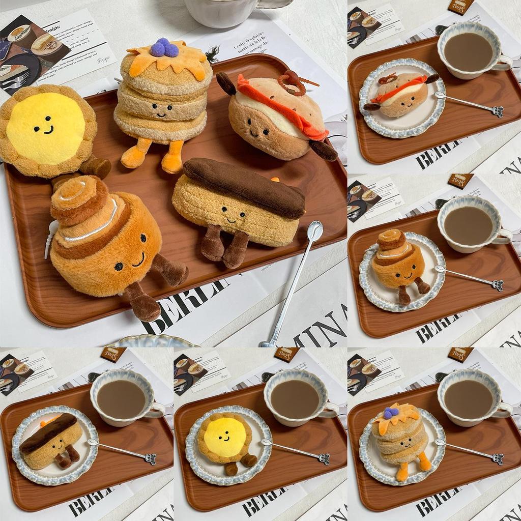 Egg Tarts Puffs Pancakes And Bagels Plush Pendants With Short Plush Filling For Kids And Adults