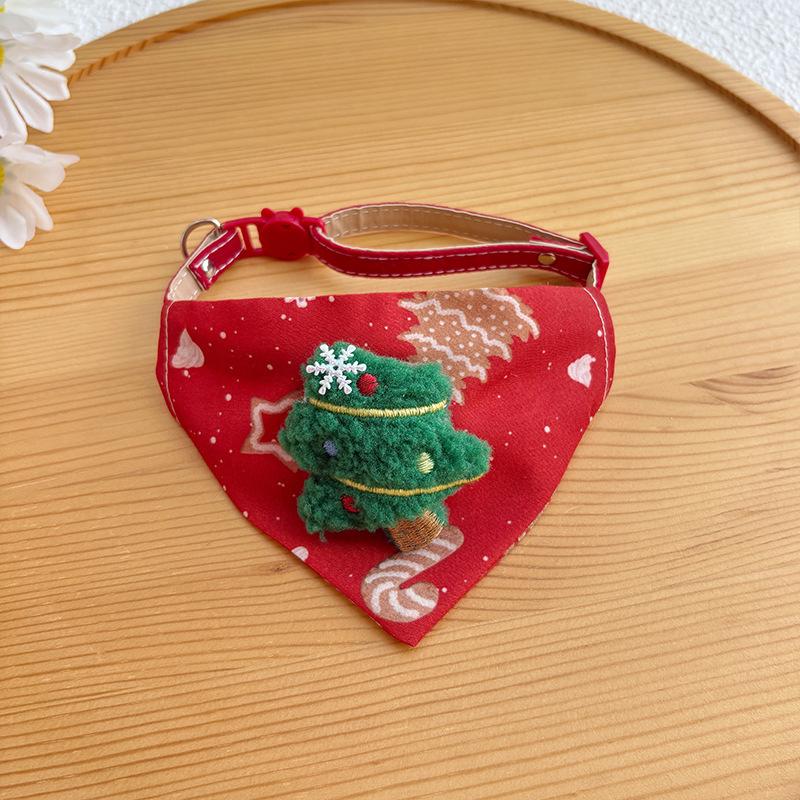 2025 Christmas New Pet Triangle Scarf Collar Cute Cat Christmas Accessories Dog Collar with Red Elk Pattern