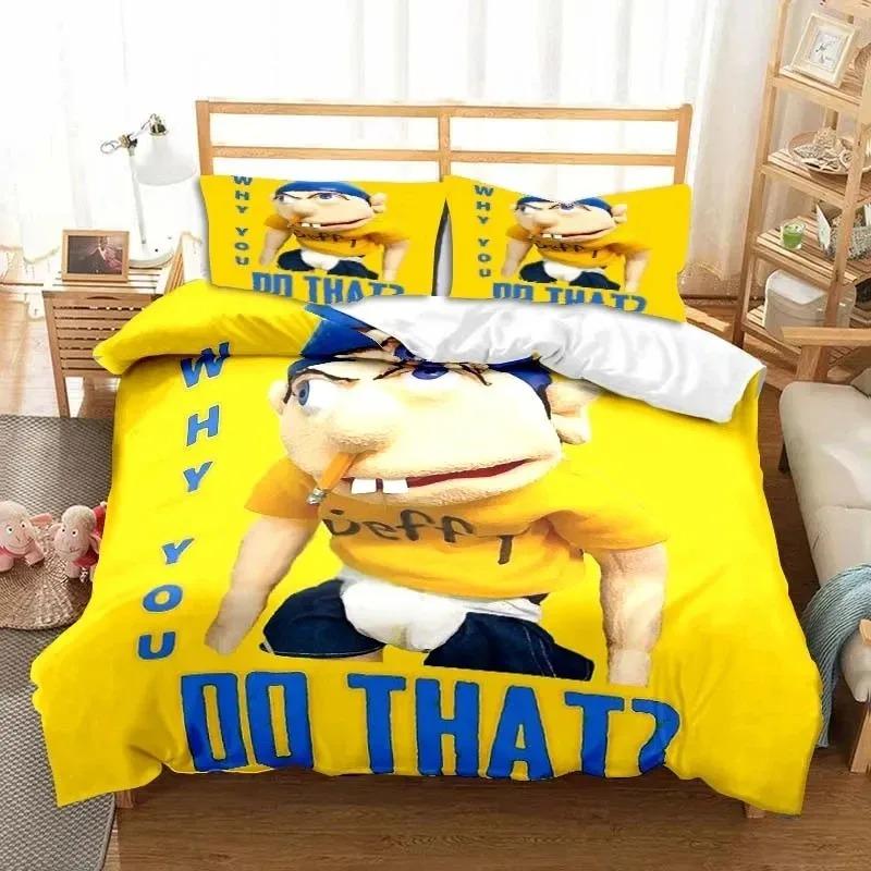 3D Print Sml Cartoon Jeffy Bedding Set Double Twin King Duvet Cover Comforter Pillowcase Boys Girls Adults Bedroom