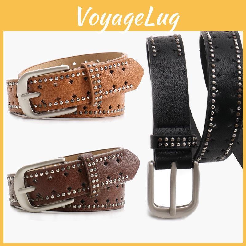 Fashion Solid Color Rivet Decoration Women Casual Wide Belt For Daily Use