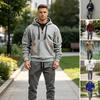 Winter Outdoor Sportswear 2Pcs/Set Men Tracksuit, Quarter Zip Hoodie And Jogger Casual Sweat Suit Sweatpants, Cozy Sweatsuit for Jogging, Gym,