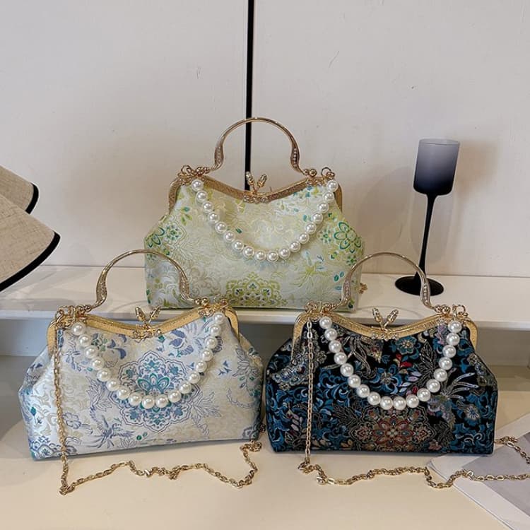 National Style Embroidered Brocade Mouth Gold Bag Women's Banquet Handbag