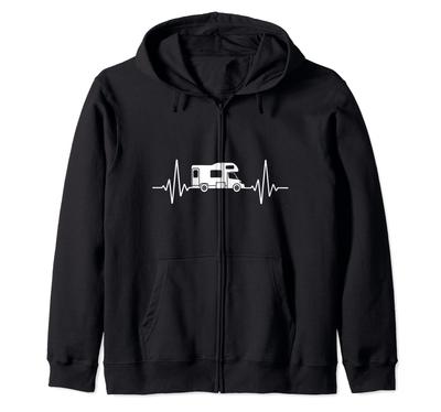Camper Heartbeat Camp Caravan Camper Camper Zip Hoodie