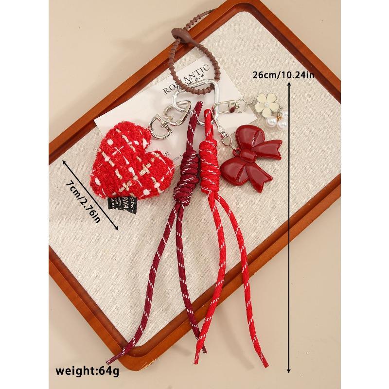 Fashion ins fabric girl love bow woven rope high-end bag hanging pendant wind bag pendant