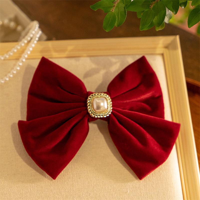 Velvet Big Bow Hairpin For Woman Girls Vintage Elegant Hairpins Head Half-Tie Headdress Exquisite Hair Accessories Gifts