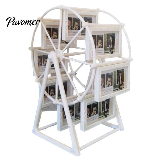 Ferris Wheel Photo Frame 16 Photos Rotating Picture Vintage Windmill Display Embossed for Family Wedding Travel Memories Home Office Table Decor