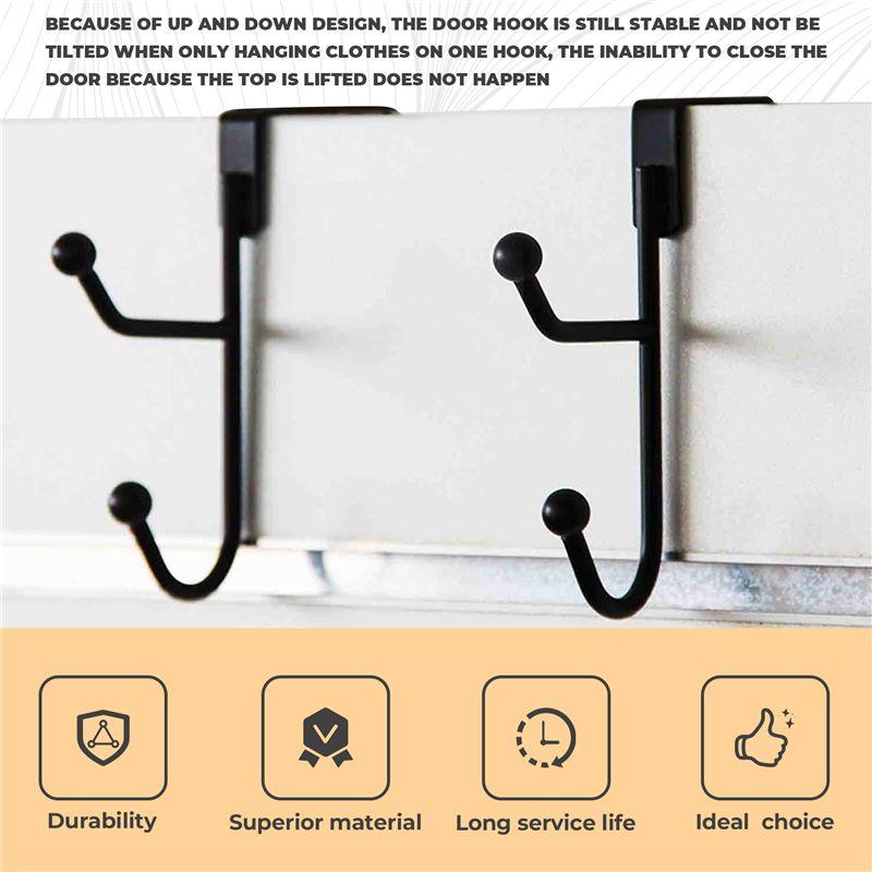 M-Modern-2 Pack Over The Door Hooks Hanger, Sturdy Metal Double Hook Hanger For Hanging Coats, Hats, Robes, Towels